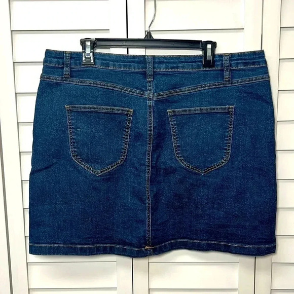 Modcloth Karaoke Seamstress Stretch Mini Denim Skirt Size 16 - Picture 9 of 10